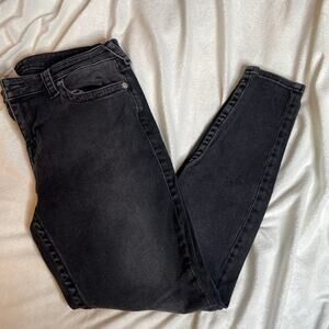 TRUE RELIGION Halle Mid Rise Super‎ Skinny 32 x 28 Grey Wash Black Jeans Denim